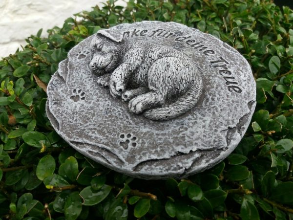 Grabschmuck (Platte) Hund "Danke für deine Treue" Frostfest Steinguss Tiergrab – Bild 4