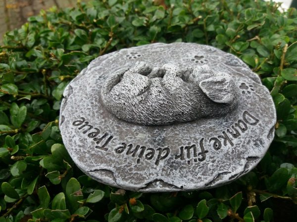 Grabschmuck (Platte) Hund "Danke für deine Treue" Frostfest Steinguss Tiergrab – Bild 5