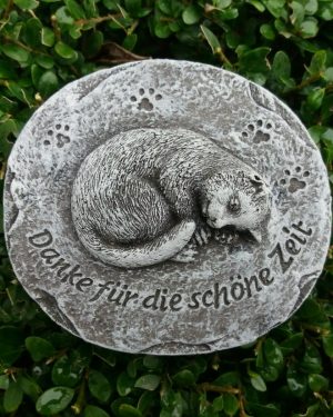 Grabschmuck (Platte) Katze "Danke für die schöne Zeit" Frostfest Tiergrab