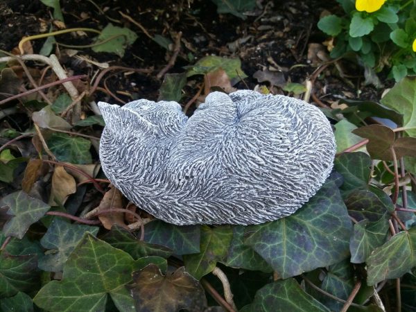 Steinfigur süße Katze liegend Frostfest Steinguss Garten Deko Haustier – Bild 6