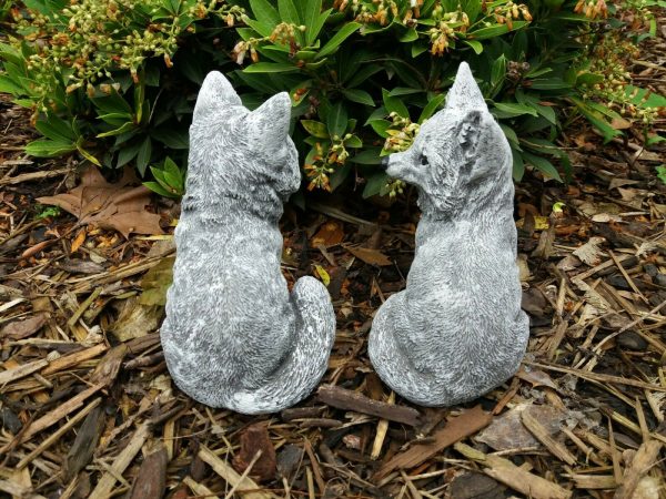 Steinfigur 2-er Set Fuchs sitzend Steinguss Frostfest Wetterfest Garten Deko – Bild 4