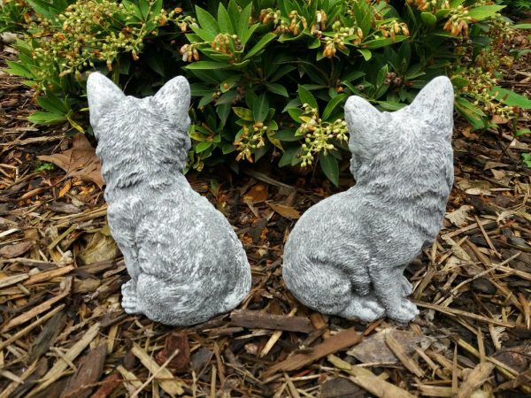 Steinfigur 2-er Set Fuchs sitzend Steinguss Frostfest Wetterfest Garten Deko – Bild 5