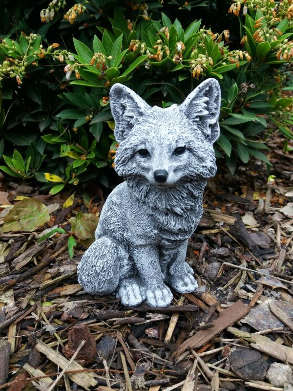 Steinfigur Fuchs (1) sitzend Steinguss Frostfest Wetterfest Garten Deko