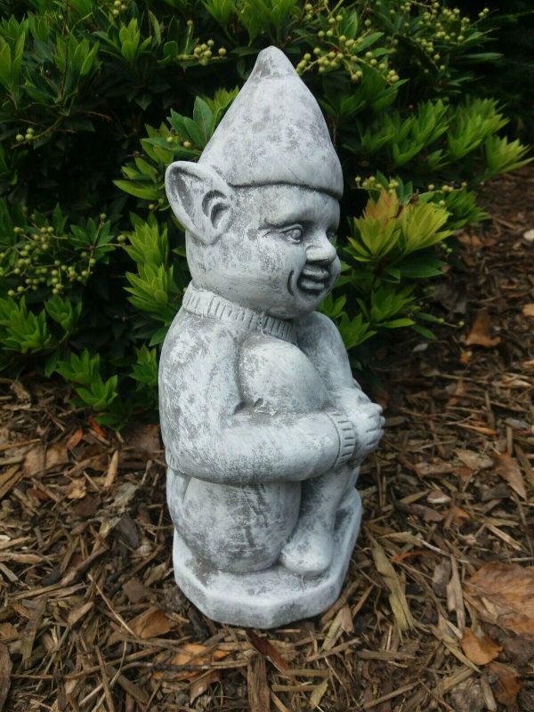 Steinfigur Troll sitzend 33cm Frostfest Steinguss Garten Deko Gnom – Bild 3