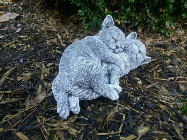 Steinfigur 2 kuschelnde Katzen liegend Frostfest Steinguss Garten Deko Haustier – Bild 4