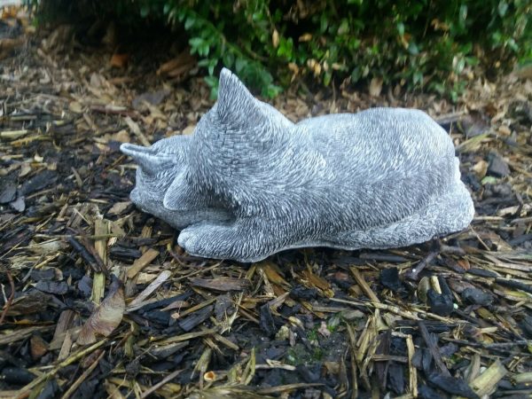 Steinfigur 2 kuschelnde Katzen liegend Frostfest Steinguss Garten Deko Haustier – Bild 5