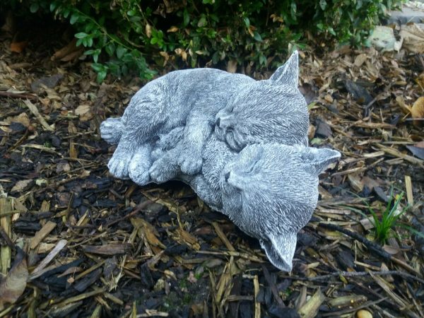 Steinfigur 2 kuschelnde Katzen liegend Frostfest Steinguss Garten Deko Haustier – Bild 6