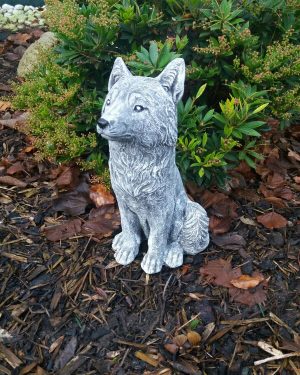 Steinfigur großer Fuchs sitzend (30 cm) Steinguss Frostfest Wetterfest Garten