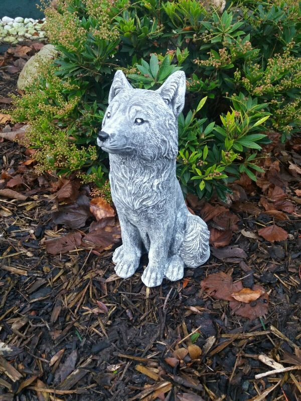 Steinfigur großer Fuchs sitzend (30 cm) Steinguss Frostfest Wetterfest Garten