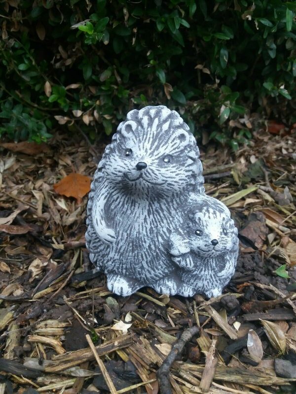 Steinfigur Igel mit Kind Frostfest Wetterfest Steinguss Betonguss Haus Garten