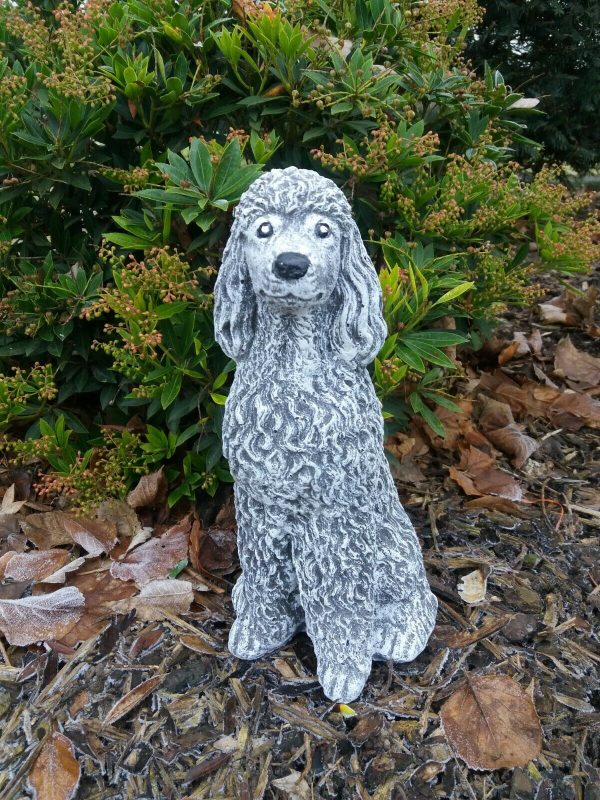 Steinfigur 2-er Set Pudel Hund Königspudel Zwergpudel Wetterfest Steinguss – Bild 3