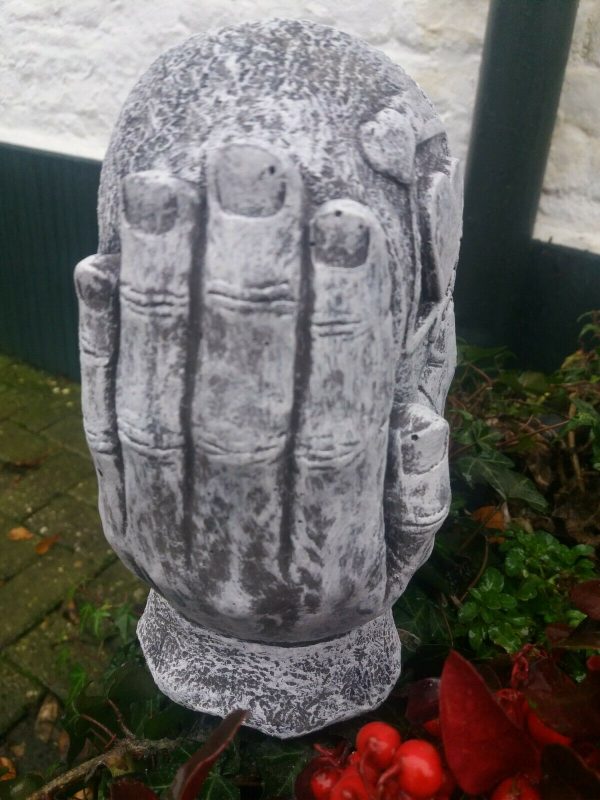 Steinfigur Grabschmuck großes Herz in Händen "Ich vermisse Dich" Frostfest Grab – Bild 5