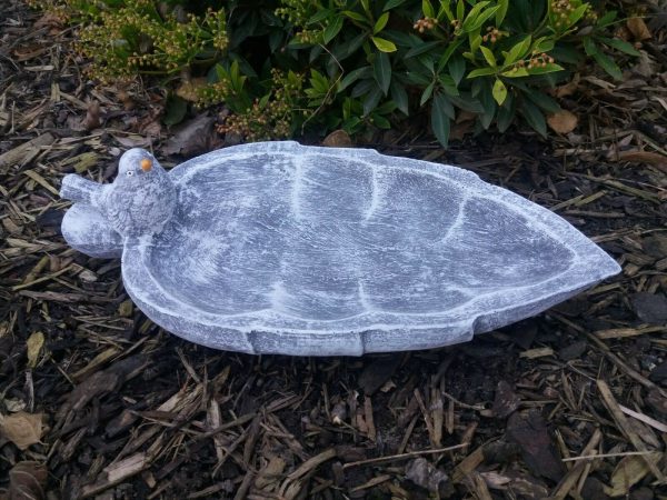 schöne Vogeltränke Blatt mit Vogel Steinguss Frostfest Wetterfest Garten Deko – Bild 4