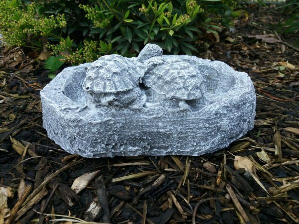 schöne Vogeltränke Schildkröten Steinguss Frostfest Wetterfest Garten Deko – Bild 5