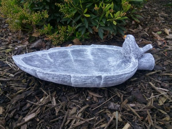 schöne Vogeltränke Blatt mit Vogel Steinguss Frostfest Wetterfest Garten Deko – Bild 7
