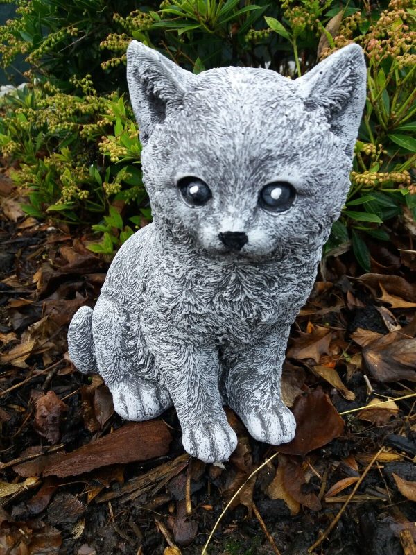 Steinfigur schöne Katze sitzend (21cm) Frostfest Steinguss Garten Deko Haustier – Bild 2