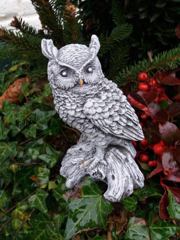Steinfigur schöne kleine Eule Kautz Schneeeule Uhu Frostfest Wetterfest – Bild 2