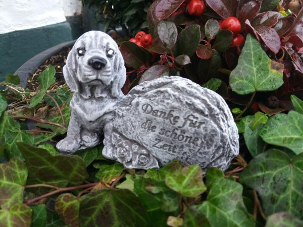 Grabschmuck Hund am Fels "Danke für die schöne Zeit" Frostfest Beton Tiergrab – Bild 2