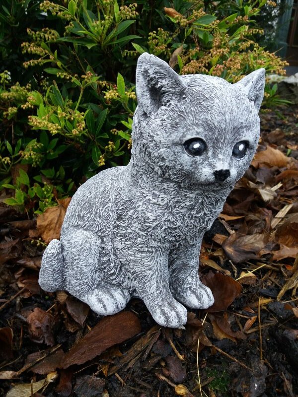 Steinfigur schöne Katze sitzend (21cm) Frostfest Steinguss Garten Deko Haustier – Bild 3