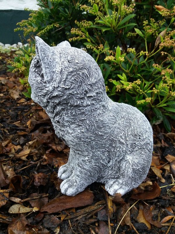 Steinfigur schöne Katze sitzend (21cm) Frostfest Steinguss Garten Deko Haustier – Bild 4