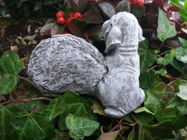 Grabschmuck Hund am Fels "Danke für die schöne Zeit" Frostfest Beton Tiergrab – Bild 4