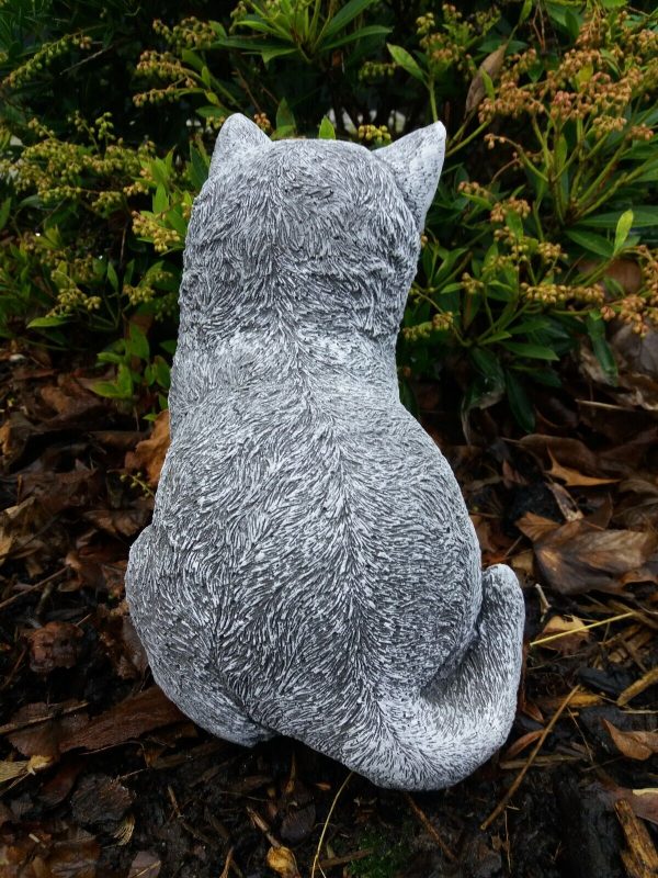 Steinfigur schöne Katze sitzend (21cm) Frostfest Steinguss Garten Deko Haustier – Bild 5