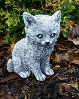 Steinfigur schöne Katze sitzend (21cm) Frostfest Steinguss Garten Deko Haustier