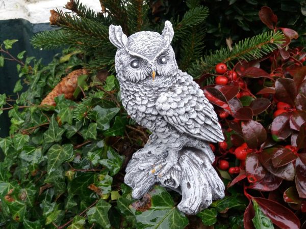 Steinfigur schöne kleine Eule Kautz Schneeeule Uhu Frostfest Wetterfest