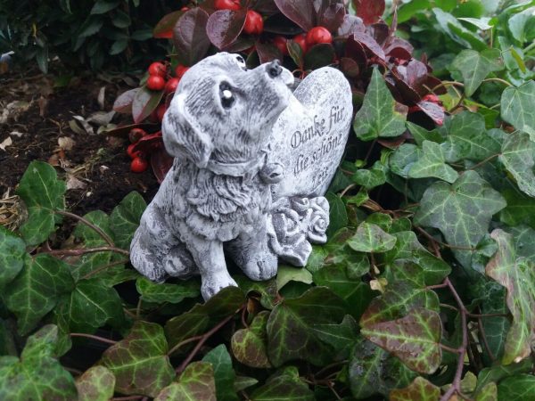 Grabschmuck Hund am Herz "Danke für die schöne Zeit" Frostfest Beton Tiergrab – Bild 4