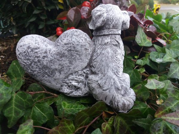 Grabschmuck Hund am Herz "Danke für die schöne Zeit" Frostfest Beton Tiergrab – Bild 5