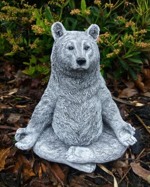 Steinfigur Yoga Bär Meditation Frostfest Wetterfest Steinguss meditieren Garten