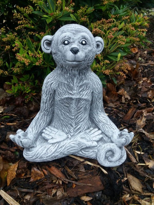 Steinfigur Yoga Affe Meditation Frostfest Wetterfest meditieren Garten