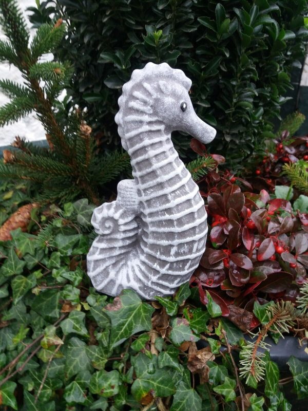 Steinfigur Seepferdchen Frostfest Wetterfest Steinguss Garten Figur Haus Deko