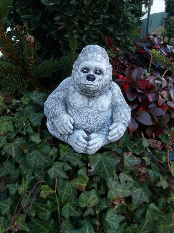Steinfigur schöner Gorilla Affe Gartenfigur Frostfest Wetterfest Garten – Bild 2