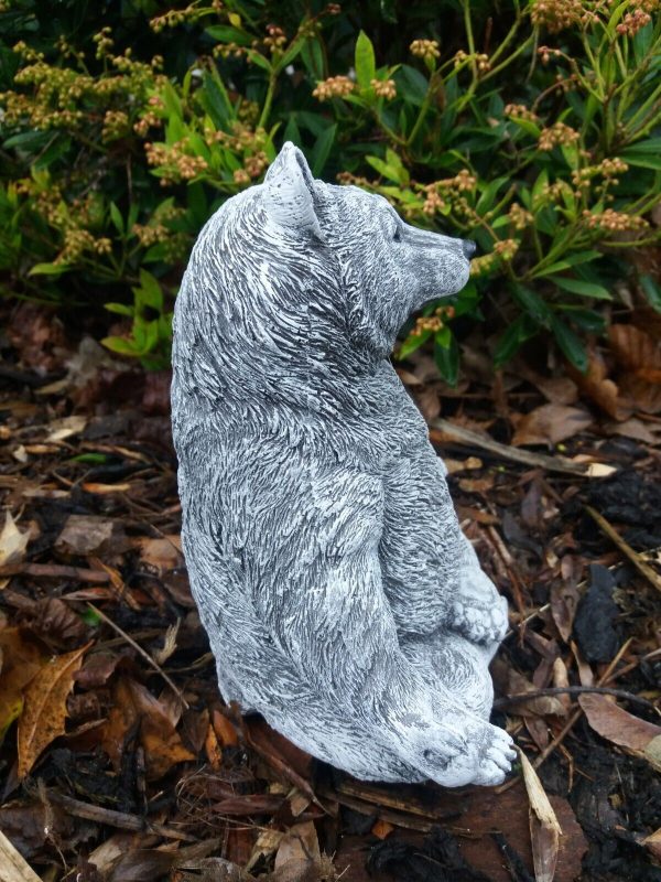Steinfigur Yoga Bär Meditation Frostfest Wetterfest Steinguss meditieren Garten – Bild 4