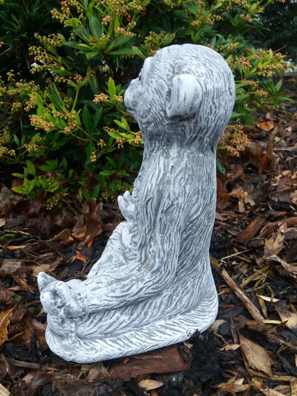 Steinfigur Yoga Affe Meditation Frostfest Wetterfest meditieren Garten – Bild 4