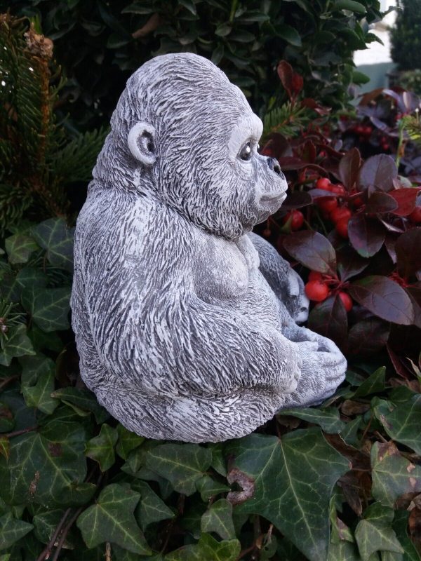 Steinfigur schöner Gorilla Affe Gartenfigur Frostfest Wetterfest Garten – Bild 3