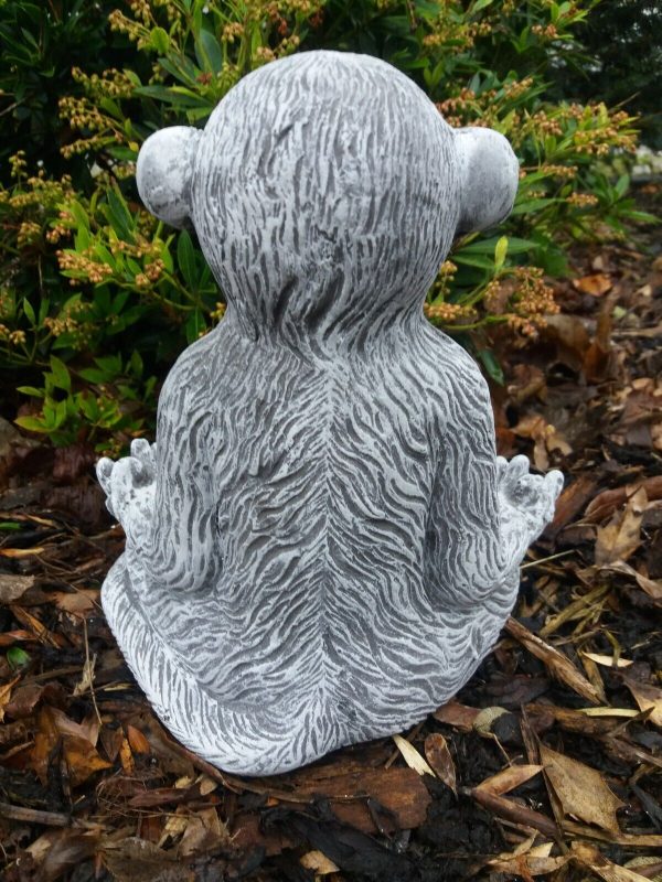 Steinfigur Yoga Affe Meditation Frostfest Wetterfest meditieren Garten – Bild 5