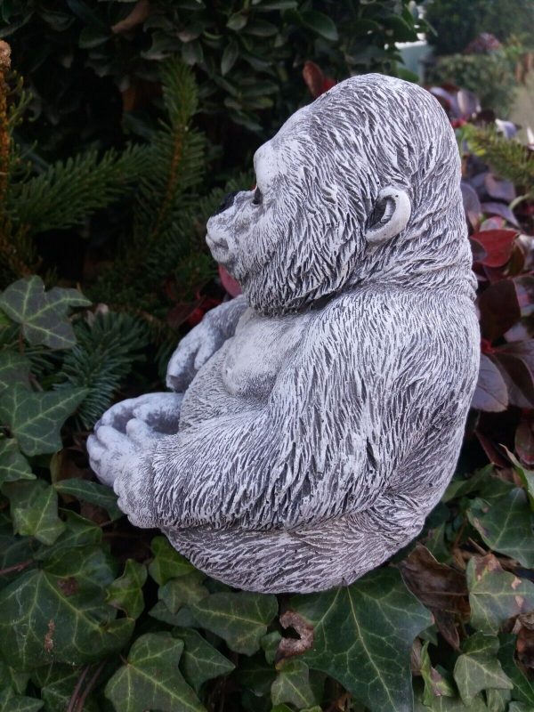 Steinfigur schöner Gorilla Affe Gartenfigur Frostfest Wetterfest Garten – Bild 4
