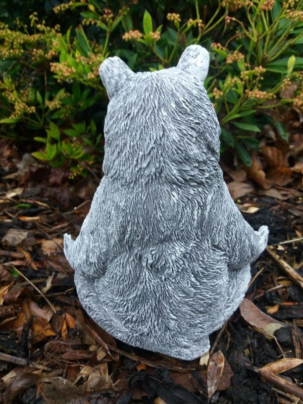 Steinfigur Yoga Bär Meditation Frostfest Wetterfest Steinguss meditieren Garten – Bild 6