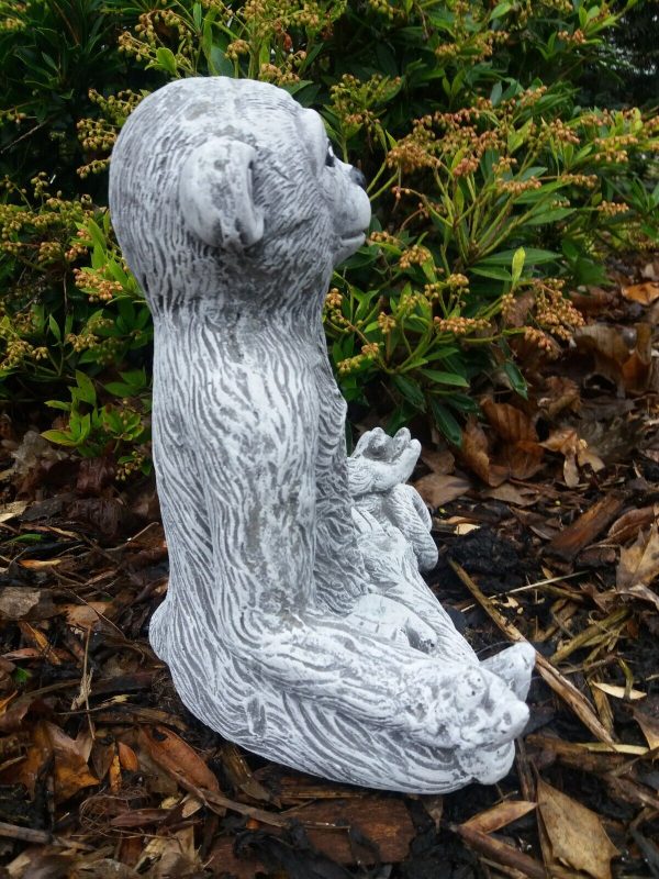 Steinfigur Yoga Affe Meditation Frostfest Wetterfest meditieren Garten – Bild 6