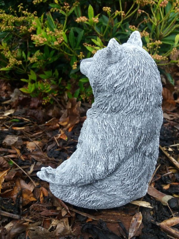 Steinfigur Yoga Bär Meditation Frostfest Wetterfest Steinguss meditieren Garten – Bild 7