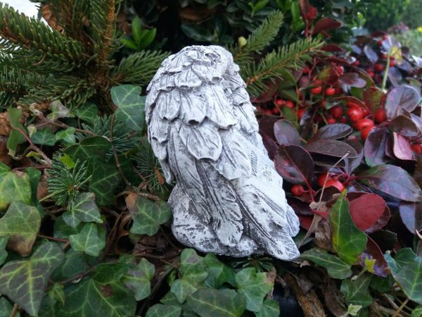 Steinfigur Grabschmuck Buch in Flügel "Ich vermisse Dich" Frostfest Grab Deko – Bild 6