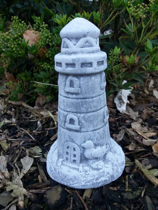 Steinfigur kleiner Leuchtturm Maritim Küste Frostfest Garten Deko – Bild 2