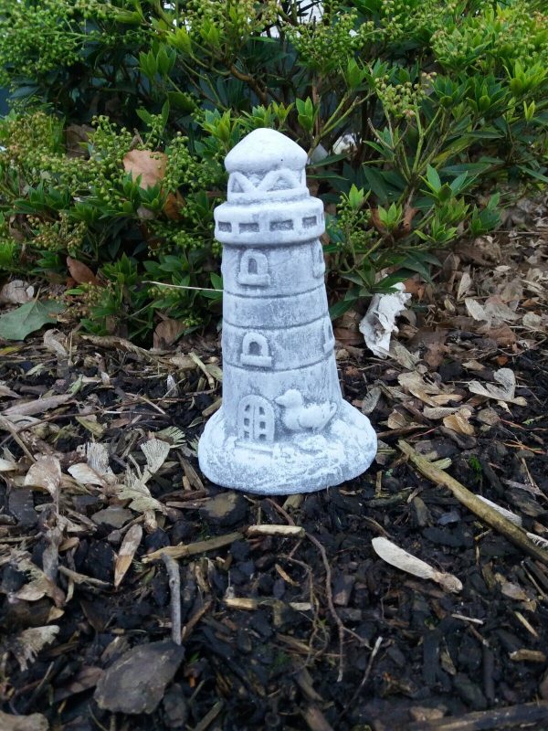 Steinfigur kleiner Leuchtturm Maritim Küste Frostfest Garten Deko – Bild 3