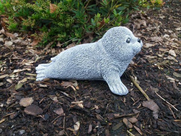 Steinfigur große schöne Robbe Heuler Seehund Frostfest Steinguss Gartenfigur – Bild 3