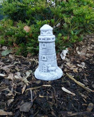 Steinfigur kleiner Leuchtturm Maritim Küste Frostfest Garten Deko