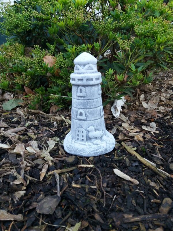 Steinfigur kleiner Leuchtturm Maritim Küste Frostfest Garten Deko