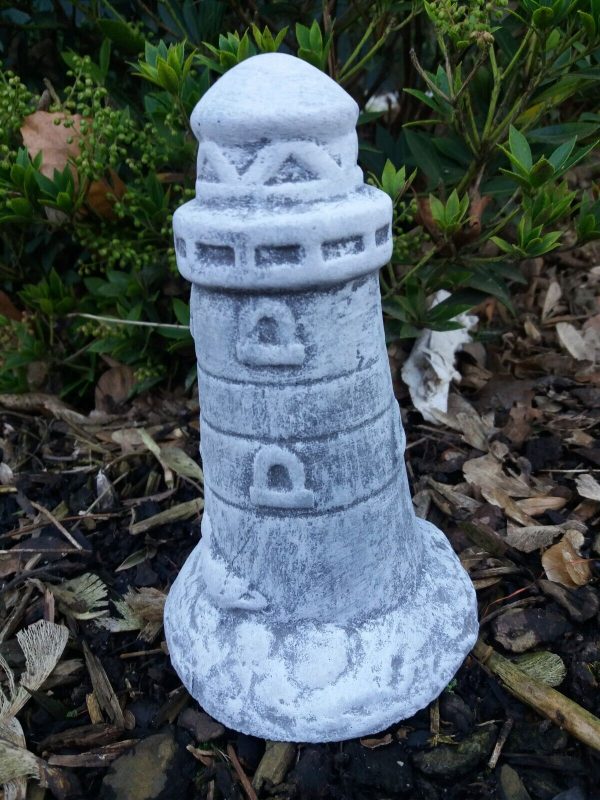 Steinfigur kleiner Leuchtturm Maritim Küste Frostfest Garten Deko – Bild 5