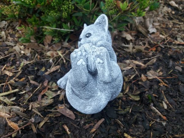 Steinfigur Katze mit Wollknäuel Kitten Frostfest Steinguss Garten Deko Haustier – Bild 5